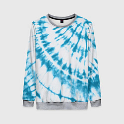 Свитшот женский Тай-дай бело-синий, цвет: 3D-меланж