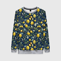 Женский свитшот Лимоны на ветках паттерн