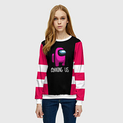 Свитшот женский Among us geometry pink, цвет: 3D-белый — фото 2