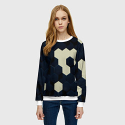Свитшот женский Соты абстракция, цвет: 3D-белый — фото 2