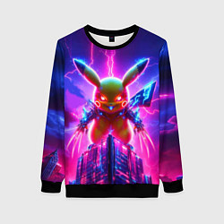 Женский свитшот Neon horror - cyber Pikachu