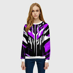 Свитшот женский Purple and white abstraction on a black background, цвет: 3D-белый — фото 2