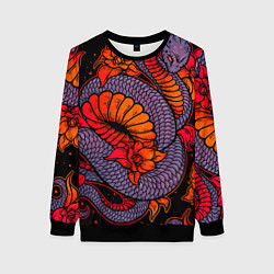 Женский свитшот Цветы и змея - Японский стиль