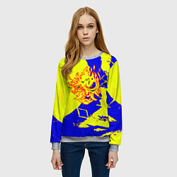 Свитшот женский Samurai logo yellow fire, цвет: 3D-меланж — фото 2