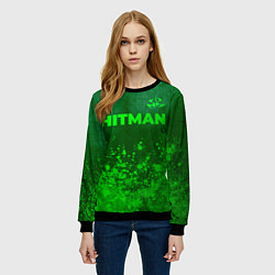 Свитшот женский Hitman - green gradient посередине, цвет: 3D-черный — фото 2