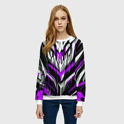 Свитшот женский Фиолетово-белые ломаные клыки, цвет: 3D-белый — фото 2