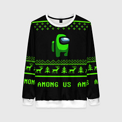 Свитшот женский Among us зелёный, цвет: 3D-белый