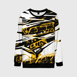 Женский свитшот Жёлто-чёрная агрессивная абстракция на белом фоне