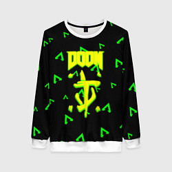Свитшот женский Doom лого кислота, цвет: 3D-белый