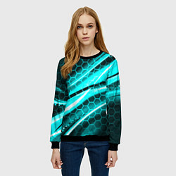 Свитшот женский Неоновая броня абстракция, цвет: 3D-черный — фото 2