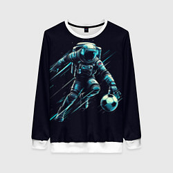 Свитшот женский Космонавт играет в футбол в космосе, цвет: 3D-белый