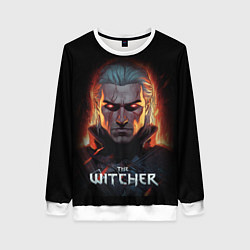 Свитшот женский Ведьмак с красными глазами, цвет: 3D-белый