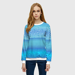 Свитшот женский Синие и белые волны, цвет: 3D-белый — фото 2