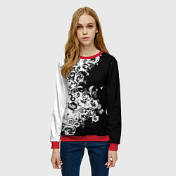 Свитшот женский Чёрно белая абстракция, цвет: 3D-красный — фото 2