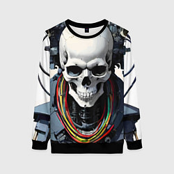 Свитшот женский Cool cyber skull - ai art fantasy, цвет: 3D-черный