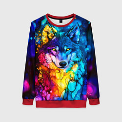 Свитшот женский Кислотный волк, цвет: 3D-красный