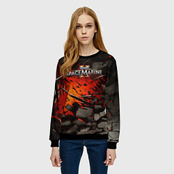 Свитшот женский Warhammer 40000 space marine 2 взрыв камней, цвет: 3D-черный — фото 2