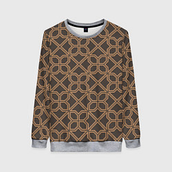 Свитшот женский Геометрический узор коричневый, цвет: 3D-меланж