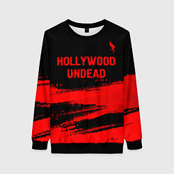 Свитшот женский Hollywood Undead - red gradient посередине, цвет: 3D-черный