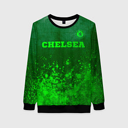 Свитшот женский Chelsea - green gradient посередине, цвет: 3D-черный