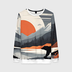 Свитшот женский Горы медведь геометрия, цвет: 3D-белый