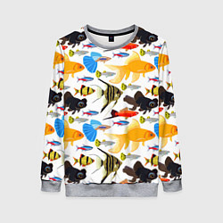 Женский свитшот Аквариумные рыбки паттерн