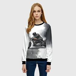 Свитшот женский Крутой байкер скетч, цвет: 3D-черный — фото 2