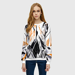 Свитшот женский Чёрно-жёлтая абстракция на белом фоне, цвет: 3D-белый — фото 2