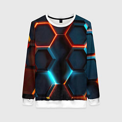 Женский свитшот Неоновые темно синие соты