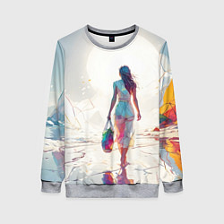 Женский свитшот Девушка на фантастическом пляже