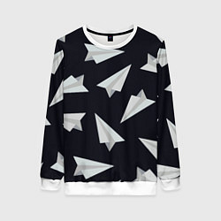 Женский свитшот Белый бумажный самолётик - Телеграм