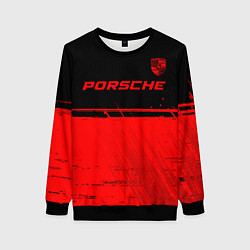 Свитшот женский Porsche - red gradient посередине, цвет: 3D-черный