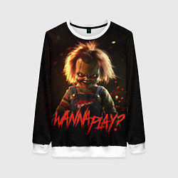 Свитшот женский Chucky wanna play?, цвет: 3D-белый
