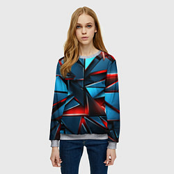 Свитшот женский Геометрические осколки, цвет: 3D-меланж — фото 2