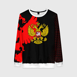 Свитшот женский Герб РФ красный, цвет: 3D-белый