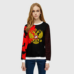 Свитшот женский Герб РФ красный, цвет: 3D-белый — фото 2