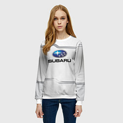 Свитшот женский Subaru auto steel metal, цвет: 3D-белый — фото 2