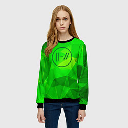 Свитшот женский Twenty One Pilots green poly, цвет: 3D-черный — фото 2