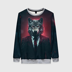 Свитшот женский Волк в пиджаке, цвет: 3D-меланж