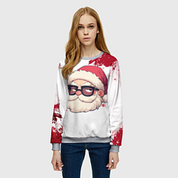 Свитшот женский Подозрительный Санта в очках, цвет: 3D-меланж — фото 2