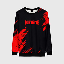 Свитшот женский Fortnite красные краски лого, цвет: 3D-черный