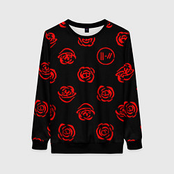 Свитшот женский Twenty one pilots rose pattern, цвет: 3D-черный