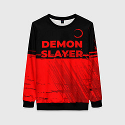 Свитшот женский Demon Slayer - red gradient посередине, цвет: 3D-черный