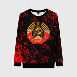 Свитшот женский СССР паттерн стиль, цвет: 3D-черный