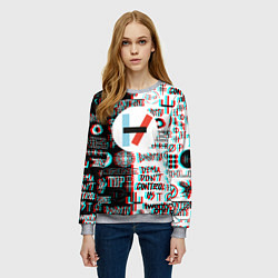 Свитшот женский Twenty one pilots glitch pattern, цвет: 3D-меланж — фото 2