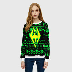 Свитшот женский The Elder Scrolls кислотное лого зима, цвет: 3D-белый — фото 2