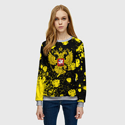Свитшот женский Жёлтые краски герб, цвет: 3D-меланж — фото 2