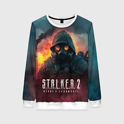 Свитшот женский Stalker 2 горящий завод, цвет: 3D-белый