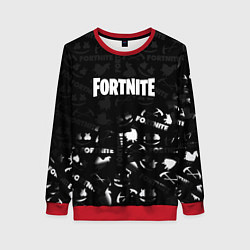 Свитшот женский Fortnite pattern black, цвет: 3D-красный