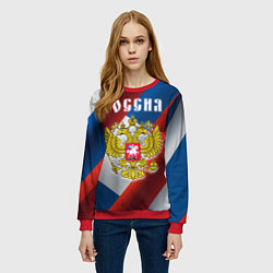 Свитшот женский Цвета флага России, паттерн, цвет: 3D-красный — фото 2